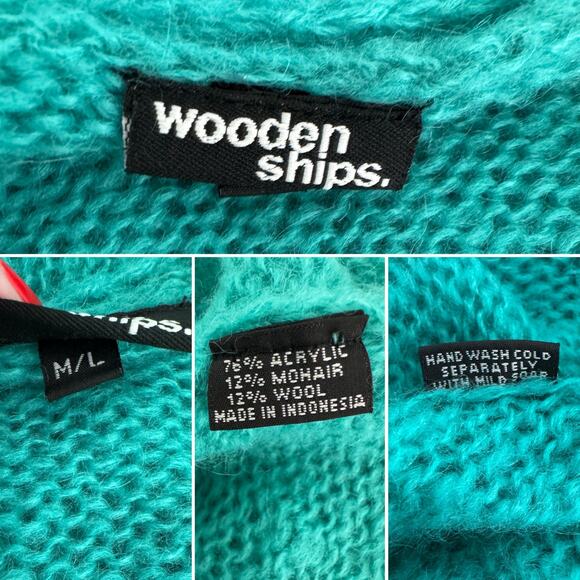 Wooden Ships wool mohair blend tie front 3/4 sleeve ballet sweater size M/L - Picture 5 of 6